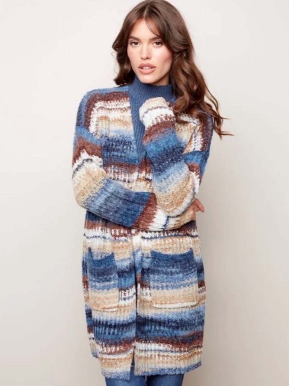 NWT CHARLIE B Ladies Novelty Yarn
Cardigan in Denim